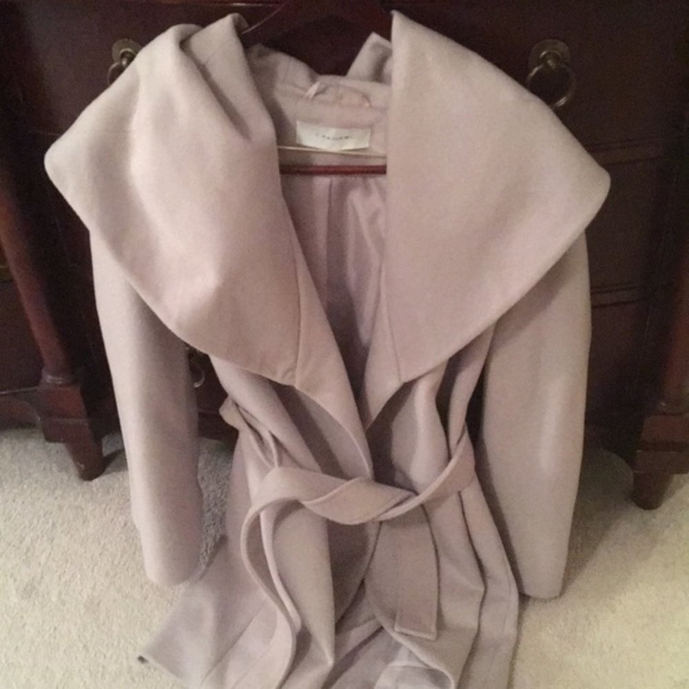Tahari Dove Grey Wool Wrap Coat